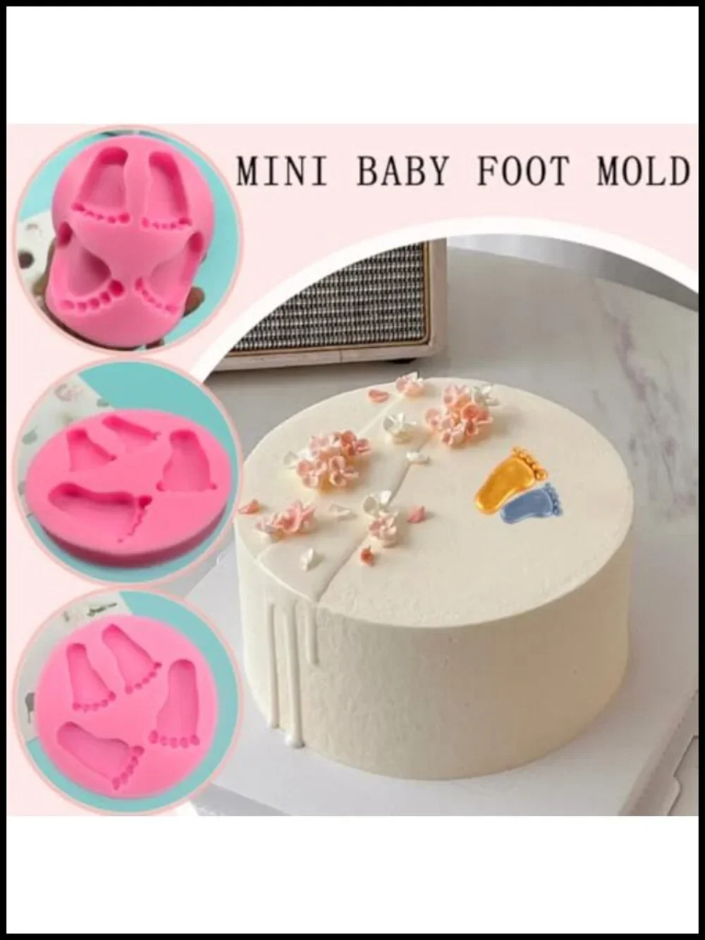 4 Silicone Baby Feet Fondant Molds DIY Cake Decorating